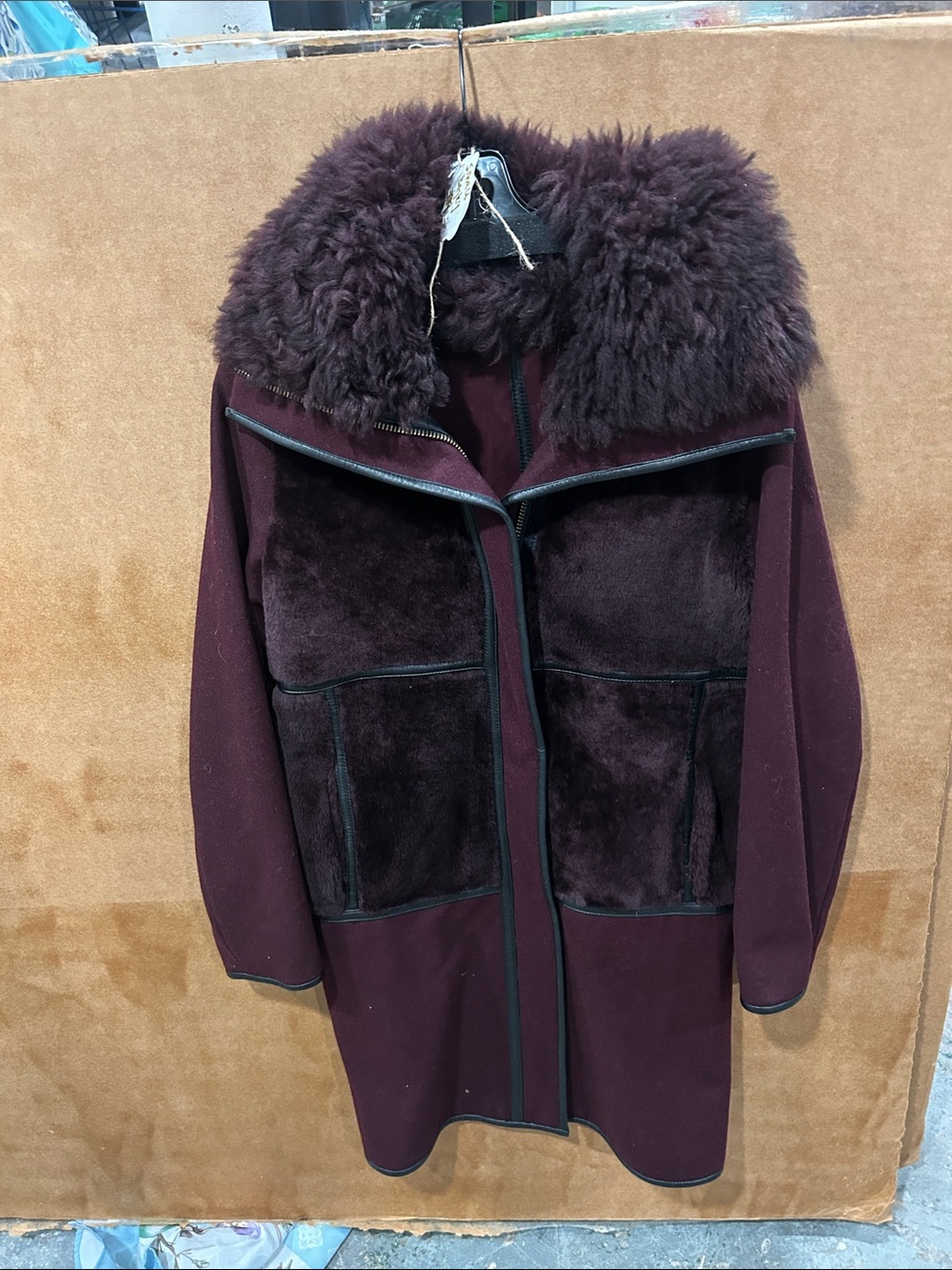 Women's Bagly Plush Shearling Coat in Deep Plum